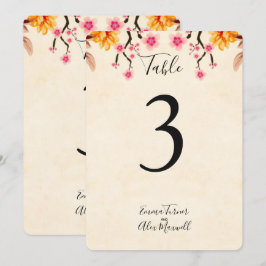 Floral Romántico | Tarjetas de número de mesa