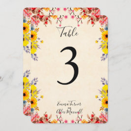 Floral Romántico | Tarjetas de número de mesa