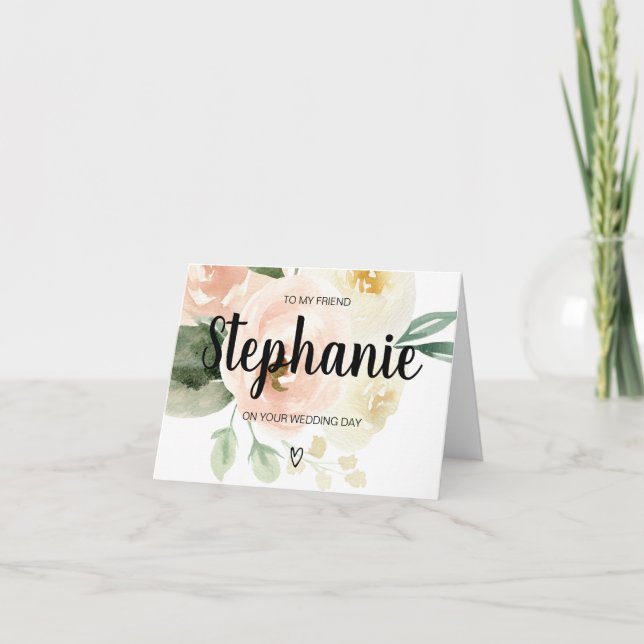 Floral rosa a la tarjeta de Boda de mi amigo para  (Anverso)