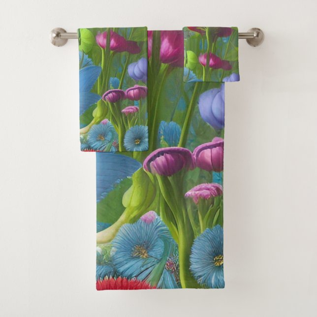 Floral rosa, azul y blanco (In situ)