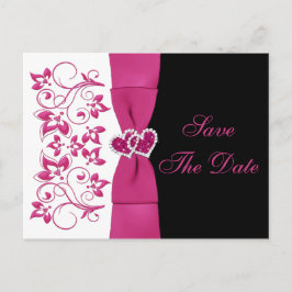 Floral rosa, blanca y negra salva la tarjeta posta