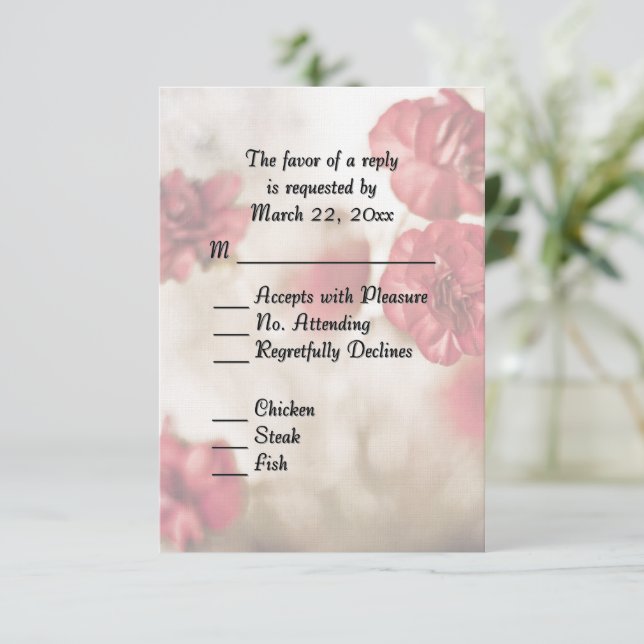 Floral Rosa con RSVP de Entrada (Anverso de pie)