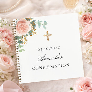 Floral rosa de confirmación del libro de invitados