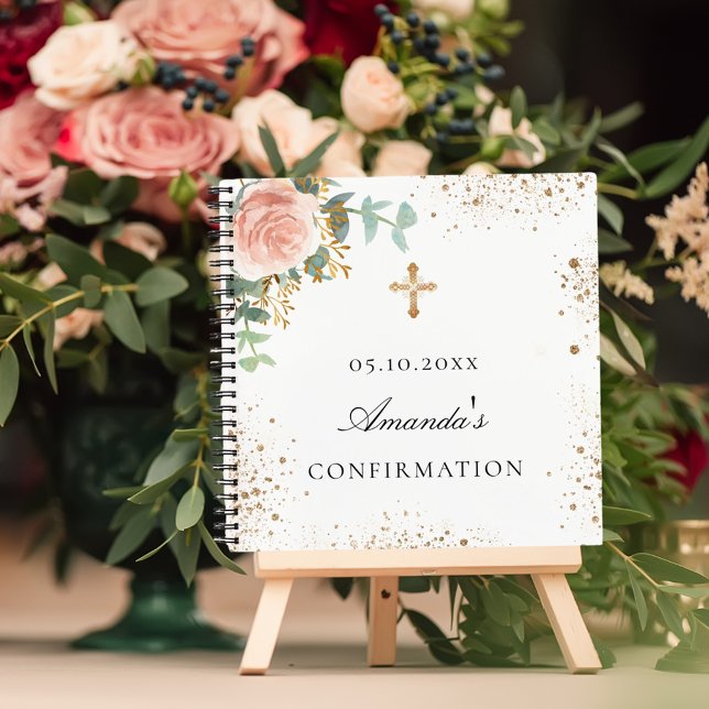 Floral rosa de confirmación del libro de invitados (Subido por el creador)