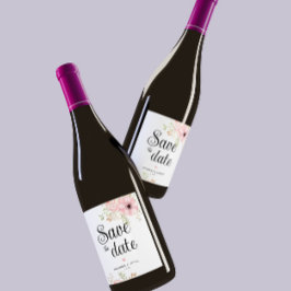 Floral rosa Guardar la fecha Etiqueta de vino