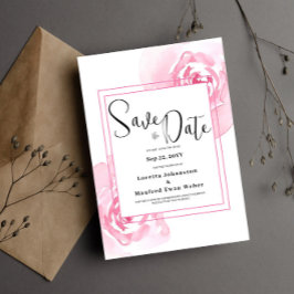 Floral rosa Guardar la invitación de fecha