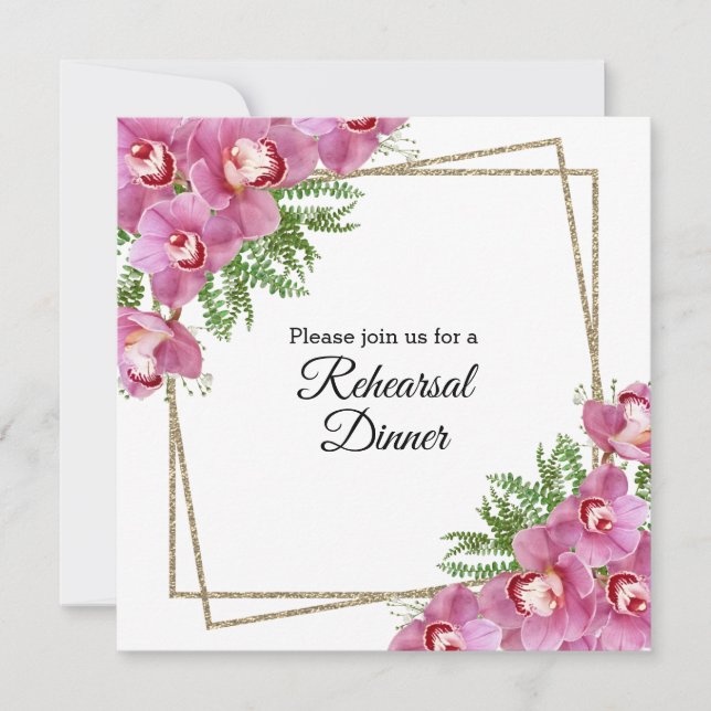 Floral Rosa - Invitación a la Cena de Rehearsal (Anverso)