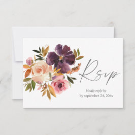 Floral rosa morada y Rubor con tarjeta RSVP de com