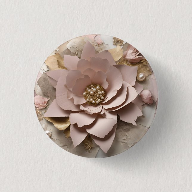 Floral Rosa polvoriento - botón (Anverso)