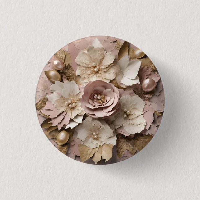 Floral Rosa polvoriento - botón (Anverso)