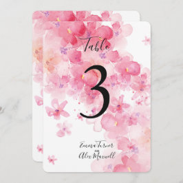 Floral rosa romántica | Tarjetas de números de tab