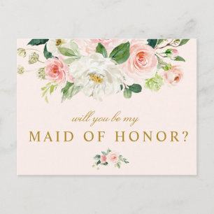 floral rosa serás mi tarjeta de doncella de honor