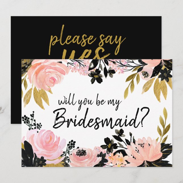 Floral rosa serás mi tarjeta de novia (Anverso / Reverso)