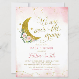 Floral rosa sobre la invitación de Baby Shower a l