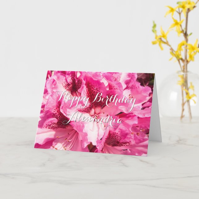 Floral rosa - Tarjeta de cumpleaños personalizada (flor amarilla)