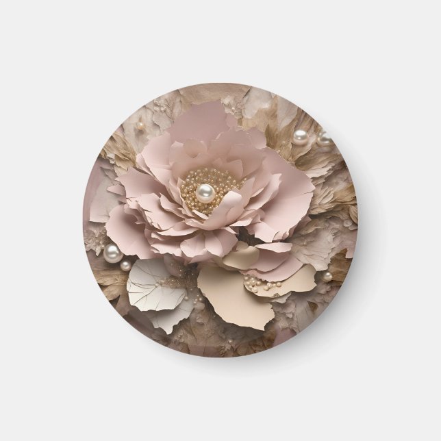 Floral Rosa turbia - imán (Frente)