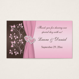 Floral rosa y marrón, etiqueta de favor de boda de