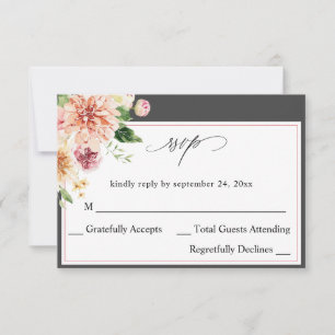 Floral Rosa y Melocotón y Verdor sin RSVP de Comid