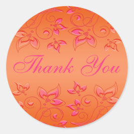 Floral rosa y Naranja 1,5" Pegatina Boda redondo