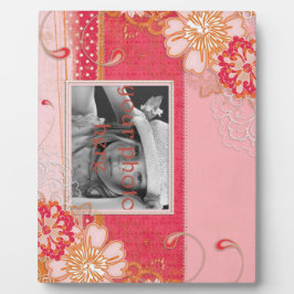 Floral rosa y roja 8 x 10 Placa fotográfica con ca