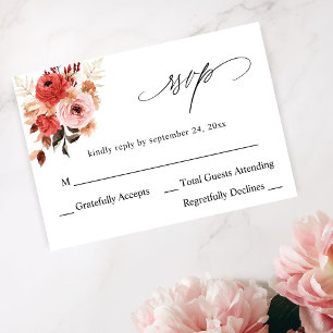 Floral rosa y rosa rojo no carne RSVP