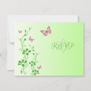 Floral rosa y verde con tarjeta de respuesta de ma