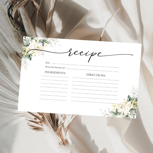 Floral Roses blancos Ducha de novia Tarjeta de gra (Subido por el creador)