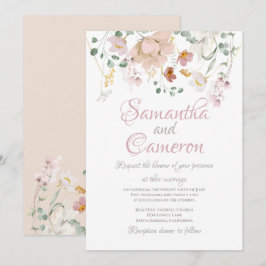 Floral Rubor color de agua rosa verde elegante