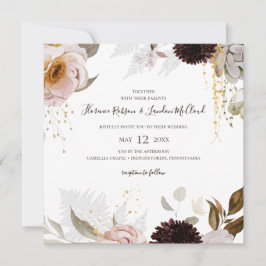 Floral Rubor moderna | Invitación a la boda cuadra