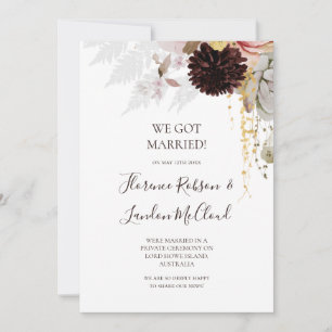 Floral Rubor moderna   Invitación Elopement