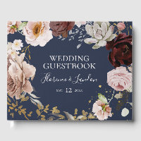 Floral Rubor moderna | Libro de invitados de Bodas