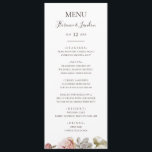 Floral Rubor moderna | Menú de cena Boda<br><div class="desc">Este florido y moderno | El menú de la cena boda es perfecto para su elegante boda rosa de oro, verde sabio y rosa. El diseño presenta un marco de Relieve metalizado dorado o un ramo con una melocotón rústico de color rojo, una flor suculenta de color canario clásico, vegetación...</div>