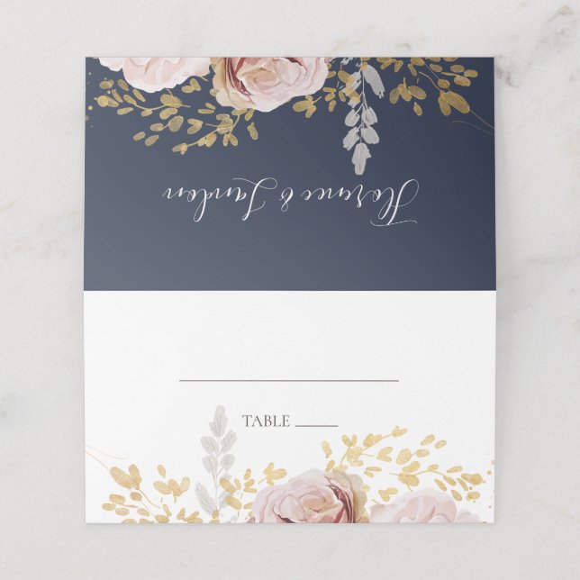 Floral Rubor moderna | Tarjeta de plaza plegada de (Exterior desplegado)