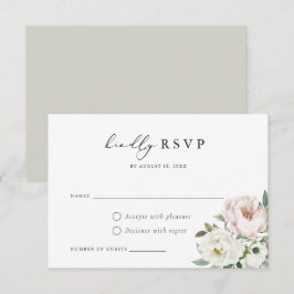 Floral Rubor White Peony Wedding Tarjeta RSVP