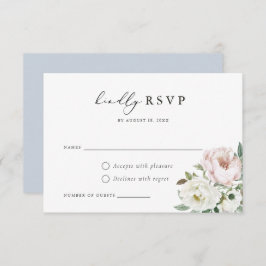 Floral Rubor White Peony Wedding Tarjeta RSVP
