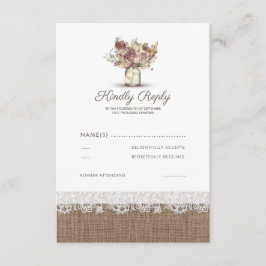 Floral rusa Mason Jar | Burlap Wedding RSVP