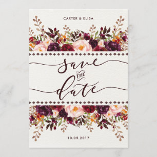 Floral rústica de boho salva la invitación a la bo