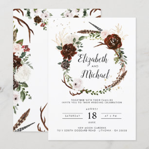 Floral rústica Invitación a bodas botánicas Boho