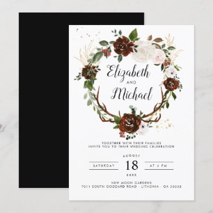 Floral rústica Invitación a bodas botánicas Boho