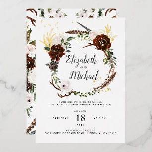 Floral rústica   Invitación a bodas botánicas Boho