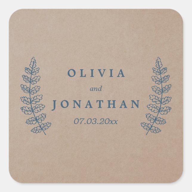 Floral rústica | Pegatinas de casamiento de imitac (Anverso)