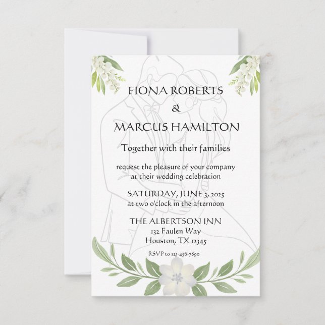 Floral rústica y elegante boda Minimalista RSVP (Anverso)