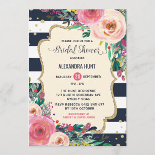 Floral rústico de la invitación nupcial de la