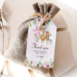 Floral Safari cumpleaños etiqueta de agradecimient