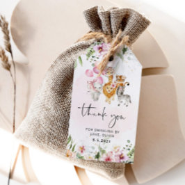 Floral Safari cumpleaños etiqueta de agradecimient