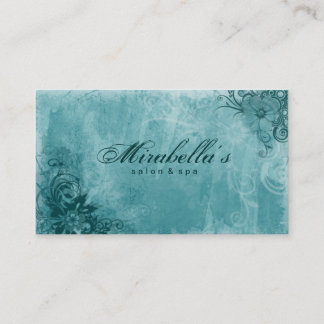 Floral Salon Spa tarjeta de visita Grunge Turquois