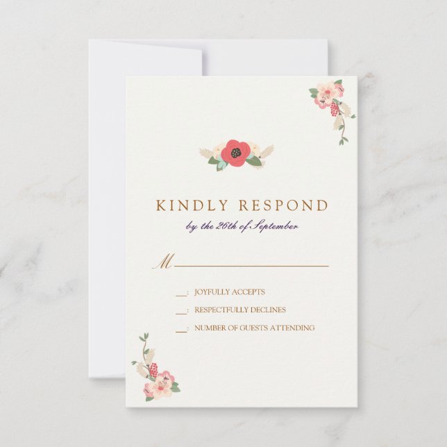 Floral saltando la respuesta RSVP de la boda de la (Anverso)