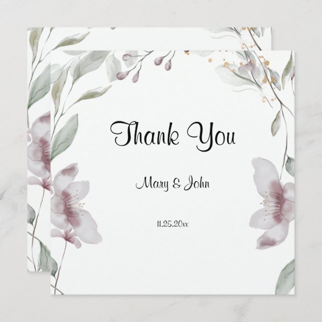 Floral Script Love Heart Boda (Anverso / Reverso)