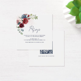 Floral Script QR Code Modern Wedding RSVP Card