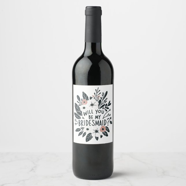 Floral Serás Mi Etiqueta De Vino De La Novia (Anverso)